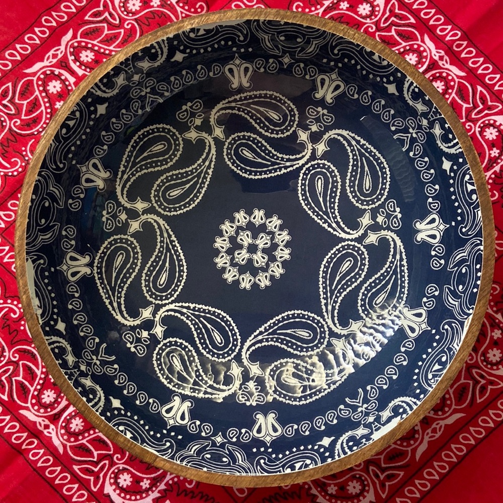 Levi’s Bandana Print Wood Serving Bowl Medium